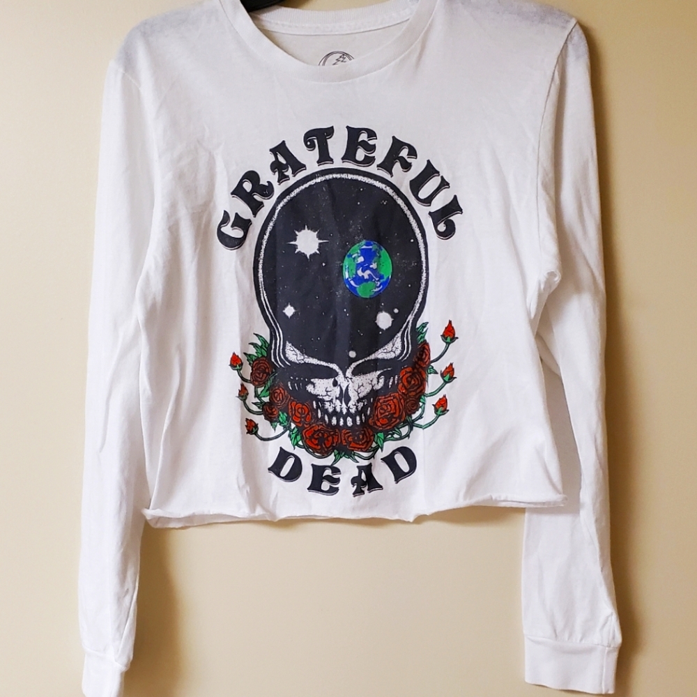 Grateful Dead skull crop top long sleeve